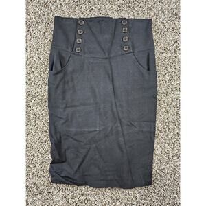 Kosmika Womens Sz M Midi Length Pencil Skirt Black Y2K